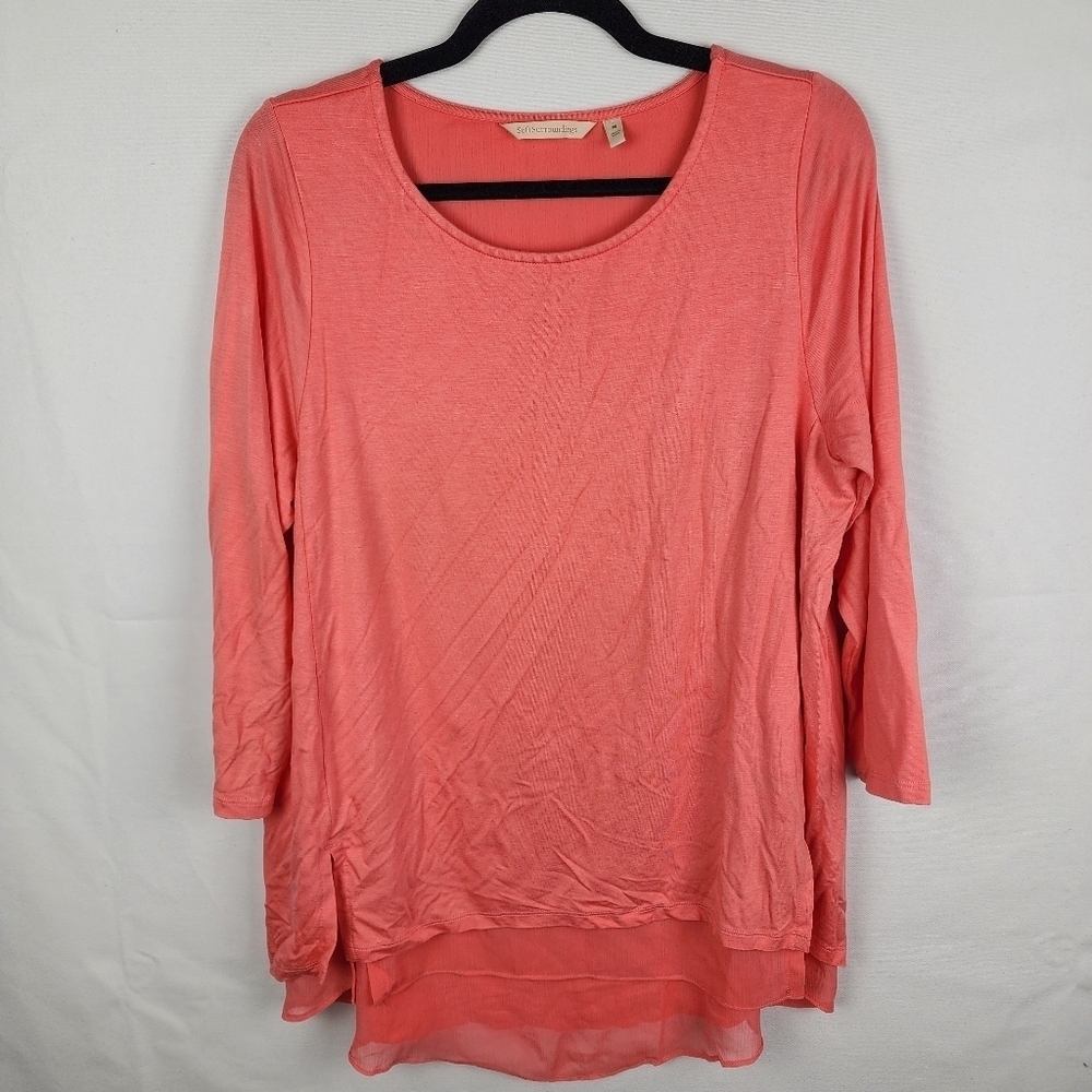 SOFT SURROUNDINGS Hot Coral Marique Tunic Blouse Size Medium